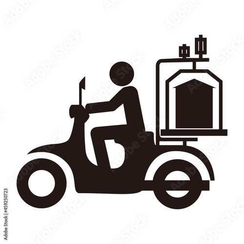 蕎麦屋の出前 バイクのベクターイラスト