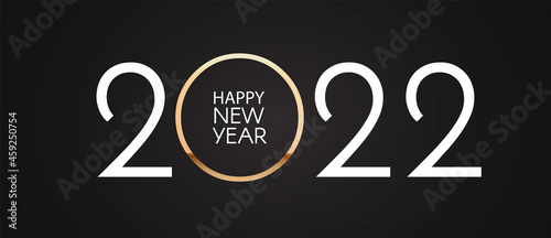 Happy new 2022 year Elegant gold text with light. Minimal text template.