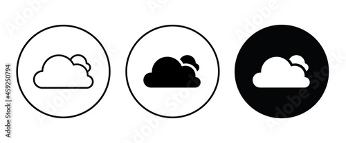 cloudy weather, cloud icon button, vector, sign, symbol, logo, illustration, editable stroke, flat design style isolated on white
