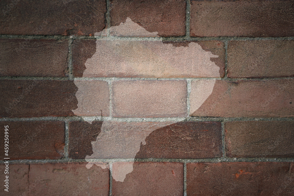 Fototapeta premium map of ecuador on a old brick wall