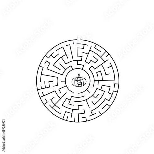 halloween maze labyrinth game for kids. Labyrinth logic conundrum. Three entrance and one right way to go. Vector illustration for halloween