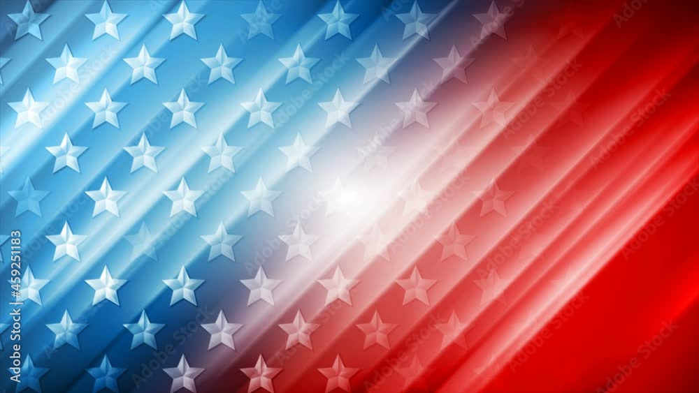USA colors, stars and stripes abstract motion design. Independence Day modern background. Seamless looping. Video animation Ultra HD 4K 3840x2160