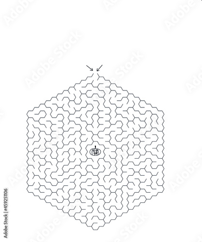 halloween maze labyrinth game for kids. Labyrinth logic conundrum. Three entrance and one right way to go. Vector illustration for halloween