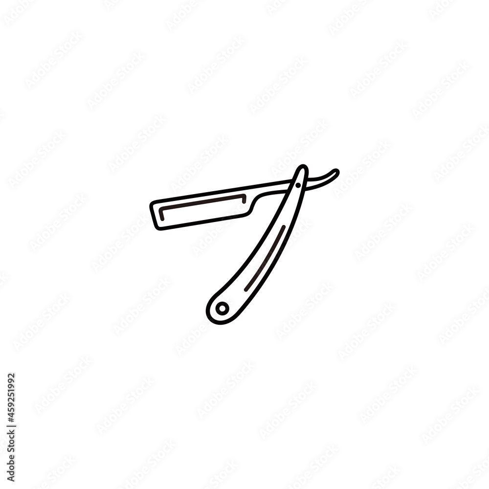 Barber straight razor outline flat icon vector
