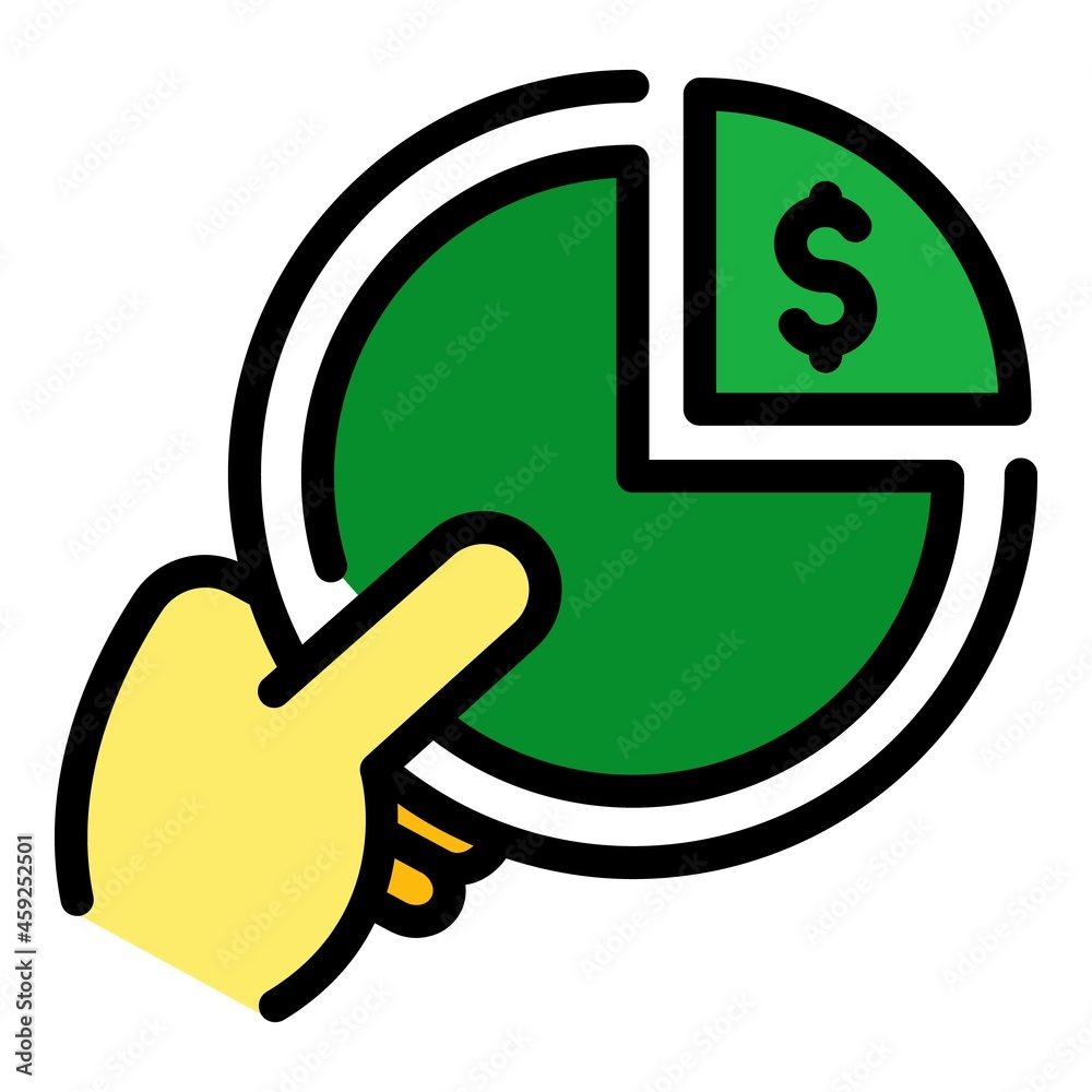 Pie chart money service icon. Outline pie chart money service vector icon color flat isolated Pie chart money service icon. Outline pie chart money service vector icon color flat isolated