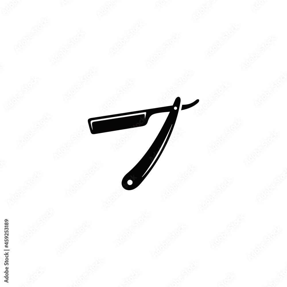 Barber straight razor simple flat icon vector Barber straight razor simple flat icon vector