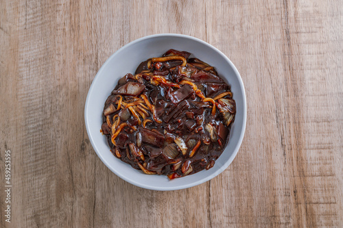 Korean style noodles in black bean sauce, 'Jjajang myeon'