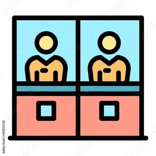 Bank clerks icon. Outline bank clerks vector icon color flat isolated