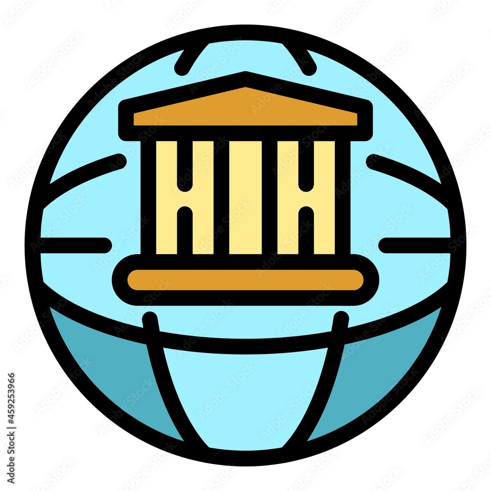 Global banking icon. Outline global banking vector icon color flat isolated Global banking icon. Outline global banking vector icon color flat isolated