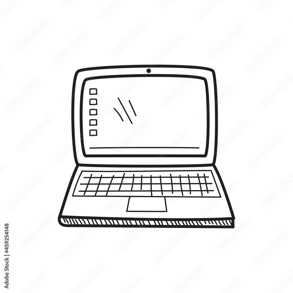 Laptop icon in doodle style isolated on white background Laptop icon in doodle style isolated on white background
