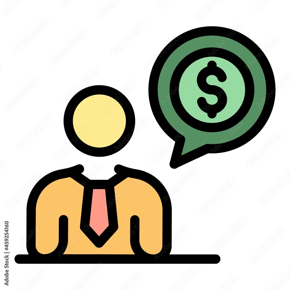Bank cashier icon. Outline bank cashier vector icon color flat isolated Bank cashier icon. Outline bank cashier vector icon color flat isolated