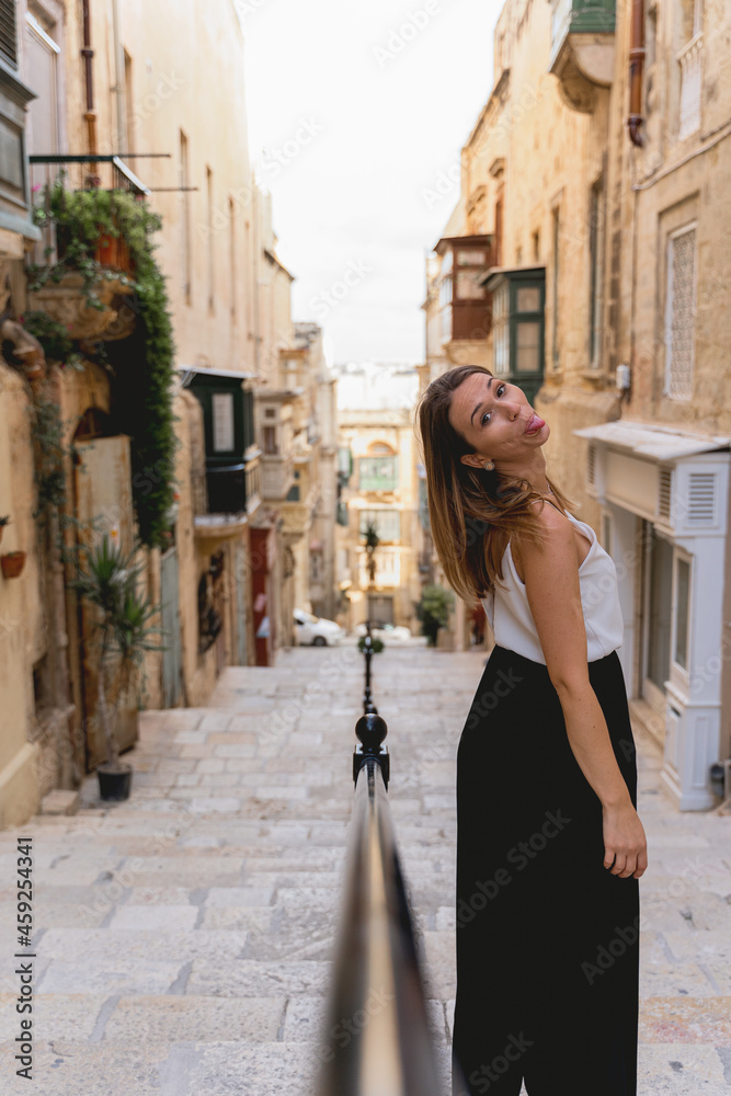 social network style pictures of a woman exploring the beauty of La Valletta in Malta