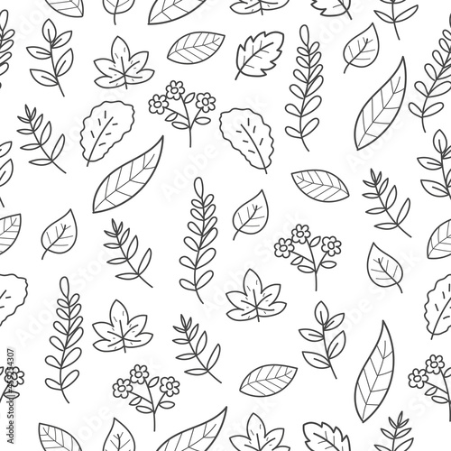Leaves doodle seamless pattern with cute design suitable for decoration or background