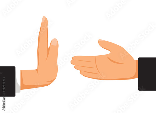 refusing hand shake with virus infected people