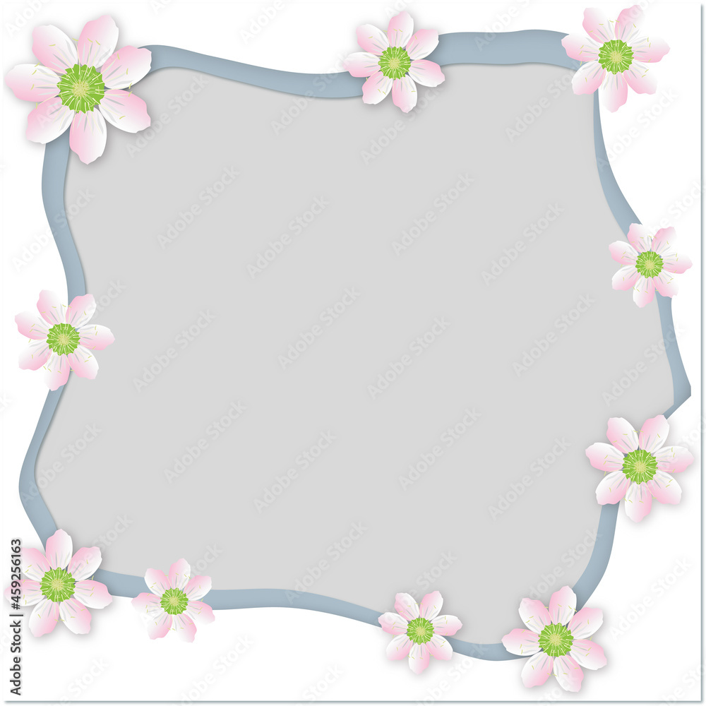 Frame with pink flowers (christmas rose). Illustration