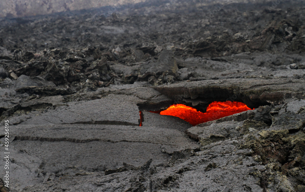 Glimpses of lava through a heart-shaped hole near Iceland's newest volcano, Geldingadalir Glimpses of lava through a heart-shaped hole near Iceland's newest volcano, Geldingadalir
