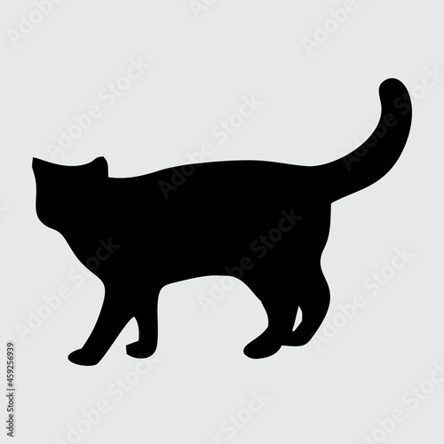 Cat Silhouette, Cat Isolated On White Background
