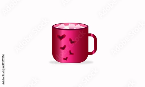 merry christmas, mug, cup, coffee,  marshmallow postcard