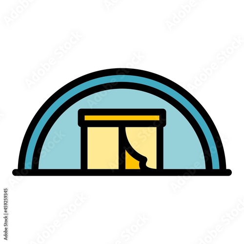 Big immigrants tent icon. Outline big immigrants tent vector icon color flat isolated