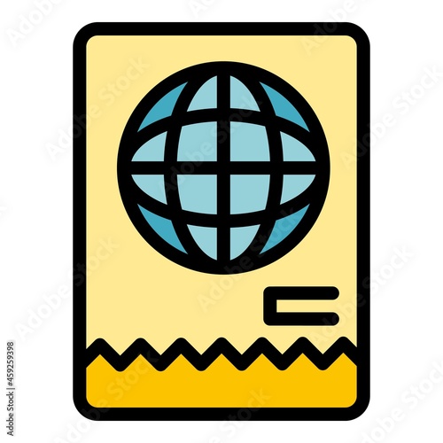 Immigrant white passport icon. Outline immigrant white passport vector icon color flat isolated