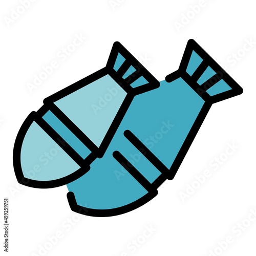 Air bombs icon. Outline air bombs vector icon color flat isolated