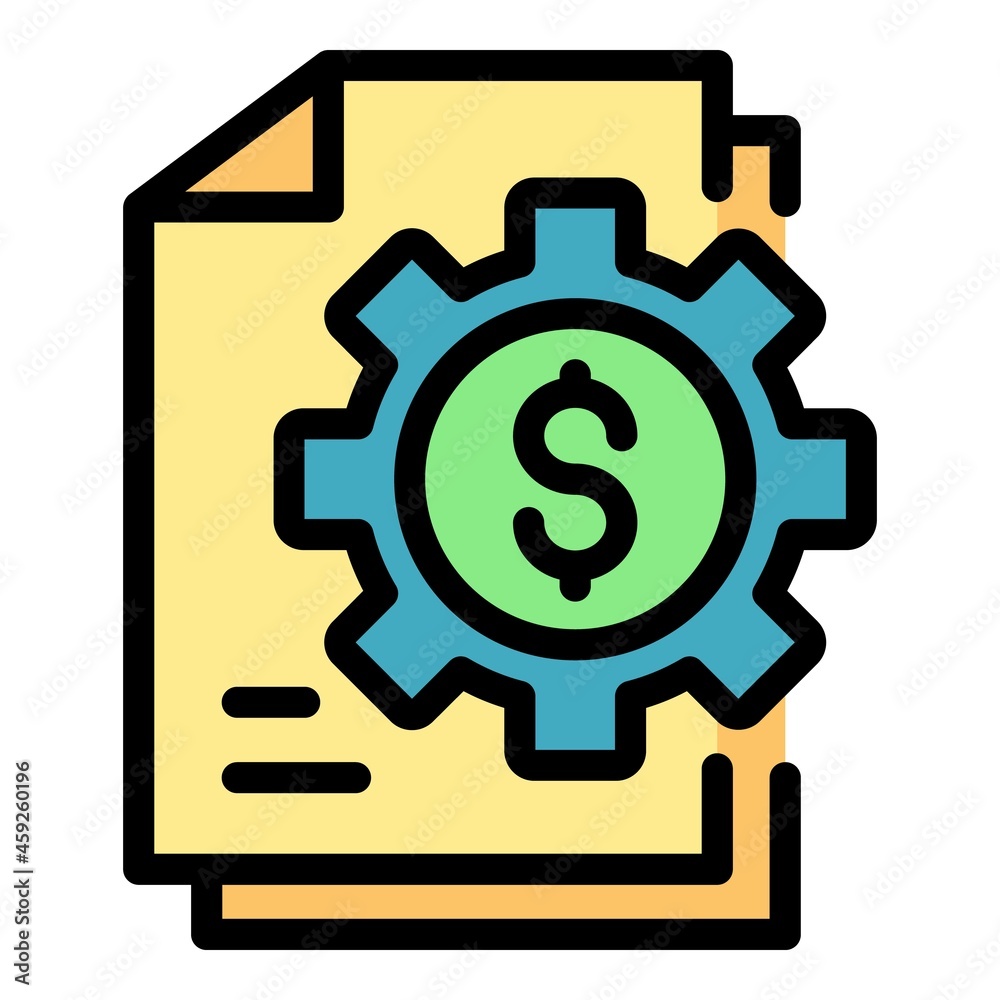 Money credit gear paper icon. Outline money credit gear paper vector icon color flat isolated Money credit gear paper icon. Outline money credit gear paper vector icon color flat isolated
