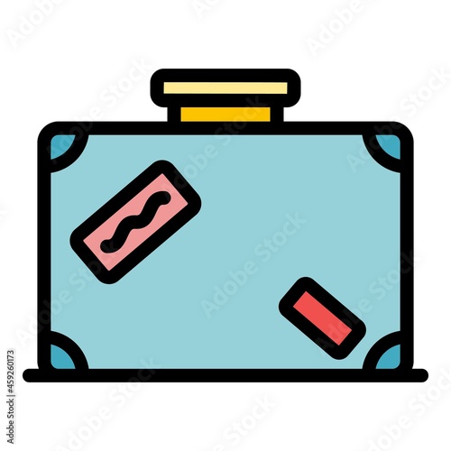 Immigrant bag icon. Outline immigrant bag vector icon color flat isolated