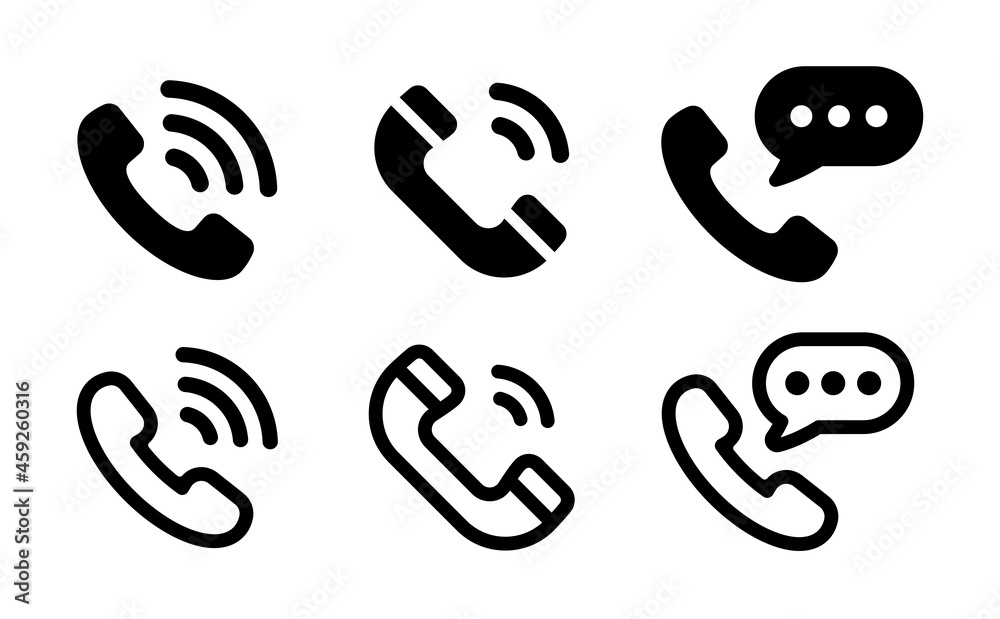 Phone call icons set. Contact us symbol vector isolated on white background. Phone call icons set. Contact us symbol vector isolated on white background.