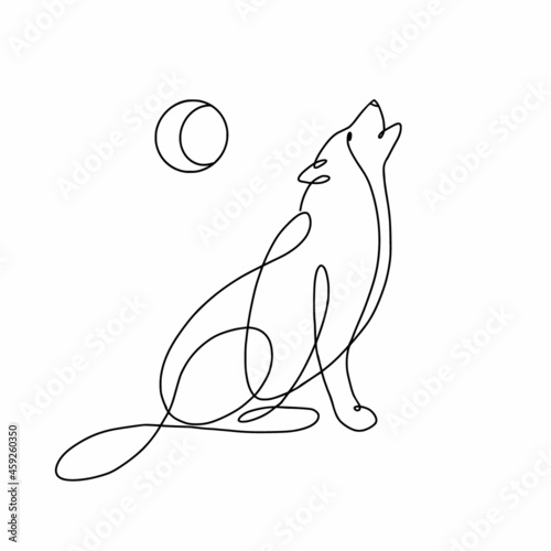 One line wolf logo on a white background.