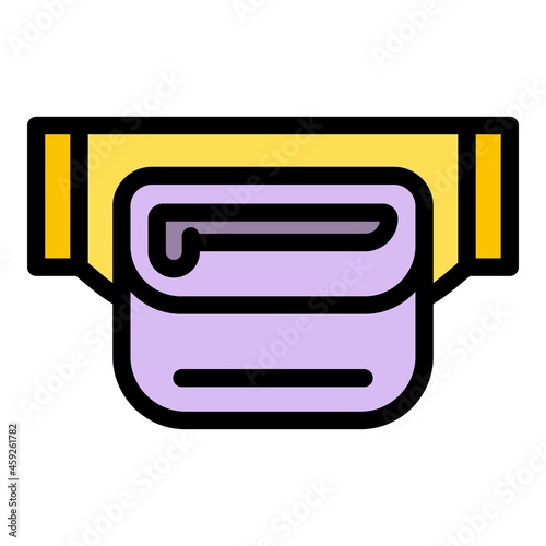 Female waist bag icon. Outline female waist bag vector icon color flat isolated