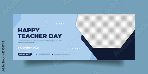 Teacher Day Facebook Cover Social Media Post and Web Banner Template. 