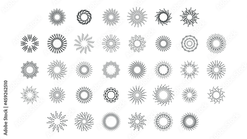 Set Abstract Collection Round Circles Starburst Sunburst Sunset Black Line Doodle Design Elements Bursting Rays Sunrise Shine Light Radiant Sparkles Vector Design Style Set Abstract Collection Round Circles Starburst Sunburst Sunset Black Line Doodle Design Elements Bursting Rays Sunrise Shine Light Radiant Sparkles Vector Design Style