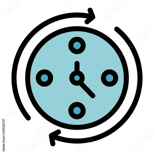 Time for gym icon. Outline time for gym vector icon thin line color flat on white