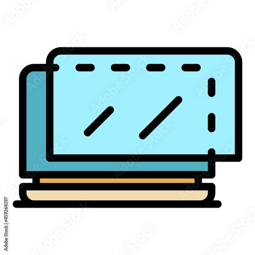 Laptop protective glass icon. Outline laptop protective glass vector icon color flat isolated