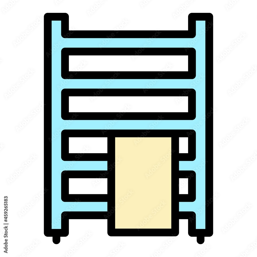 Towel rail radiator icon. Outline towel rail radiator vector icon color flat isolated Towel rail radiator icon. Outline towel rail radiator vector icon color flat isolated