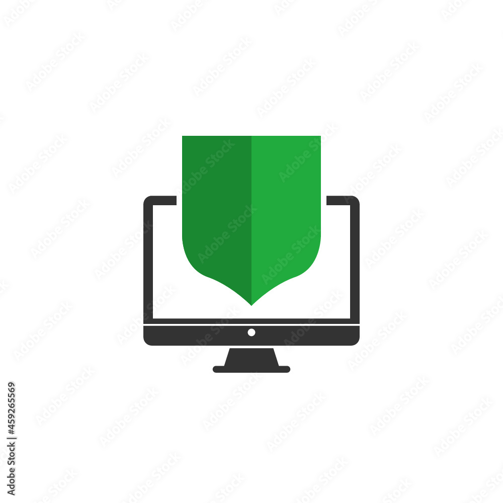 Computer protection shield icon isolated on white background Computer protection shield icon isolated on white background