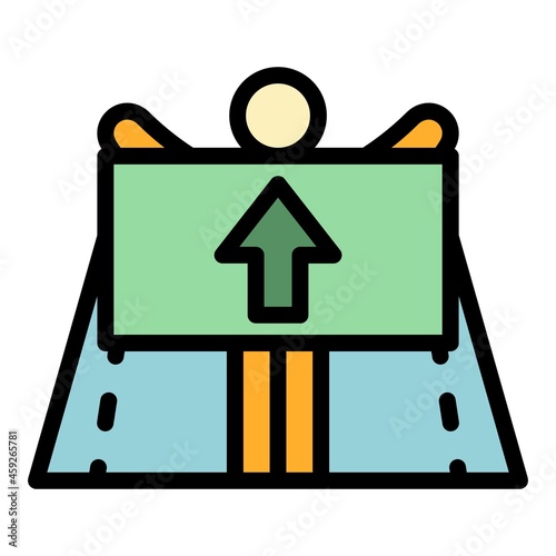 Highway hitchhiking icon. Outline highway hitchhiking vector icon color flat isolated