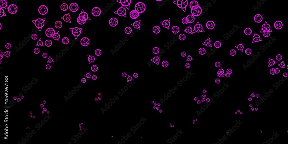 Dark Pink vector pattern with magic elements.