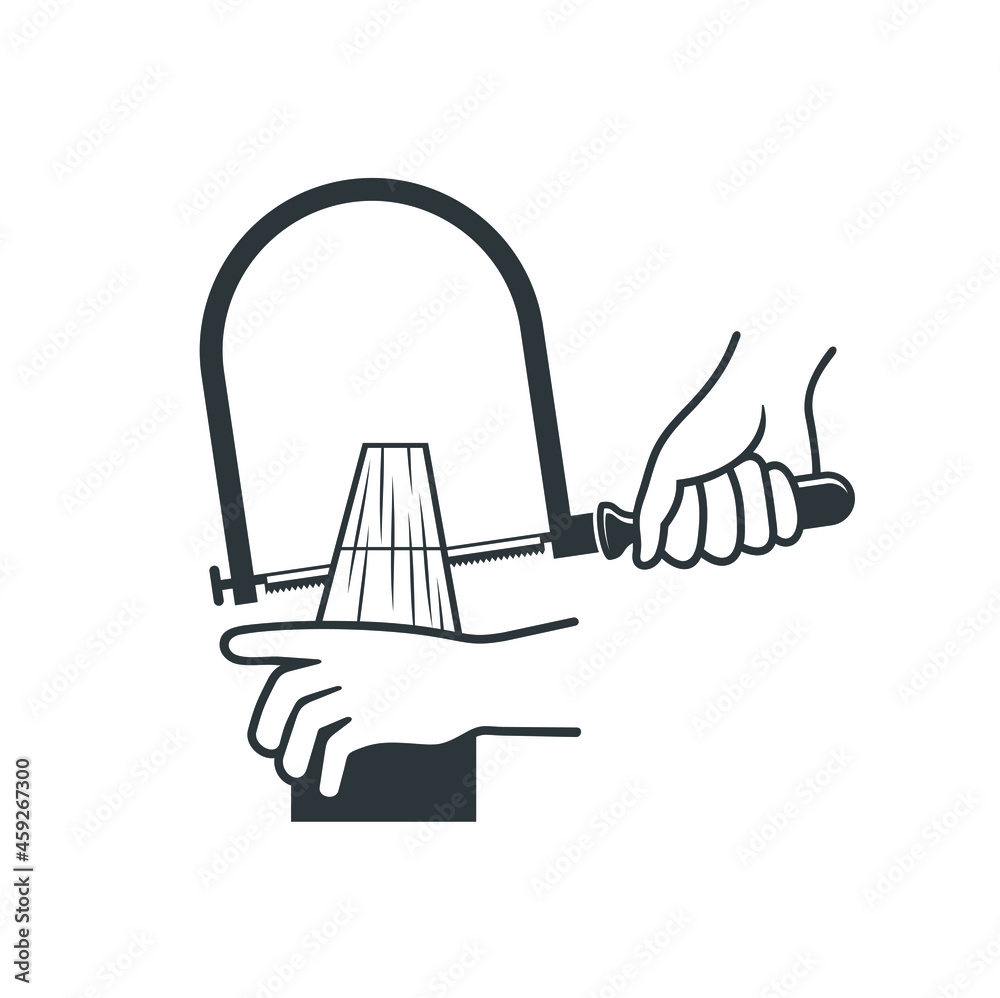 illustration of cutting wood with a saw illustration of cutting wood with a saw