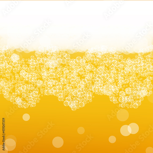 Beer foam. Craft lager splash. Oktoberfest background. Gold menu