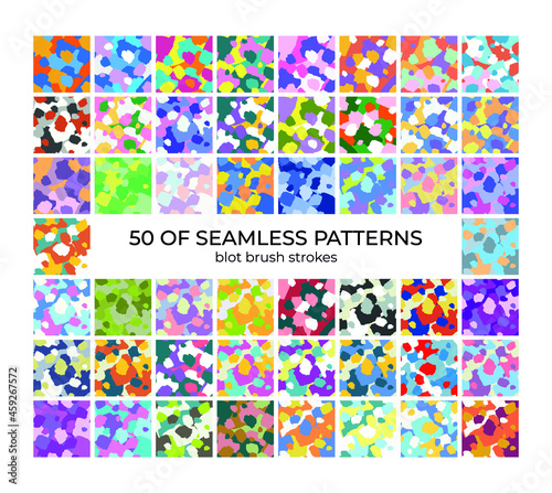 50 seamless patterns of fresh colored paint