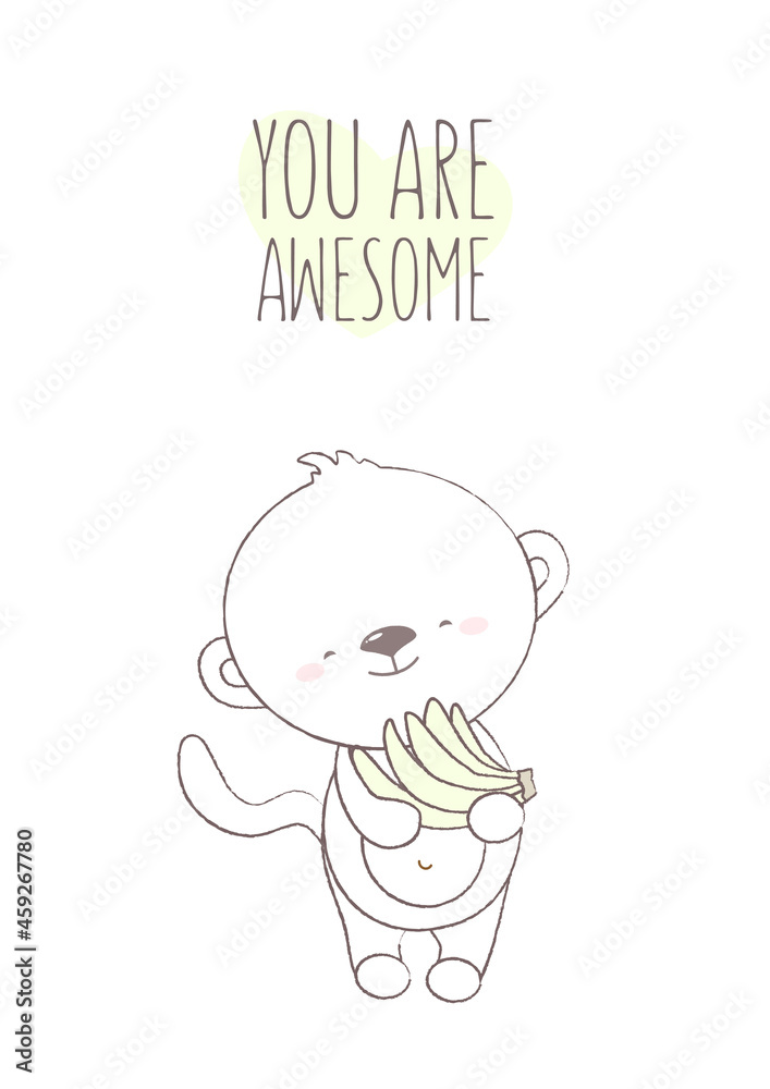 children illustration animal monkey postcards cute animals graphic children illustration animal monkey postcards cute animals graphic
