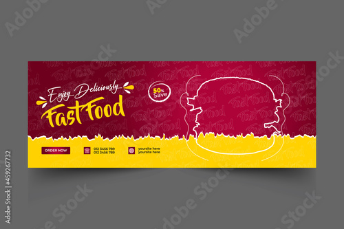 Fast Food culinary ads banner template food restaurant banner ad post. Web Banner social media post cover template