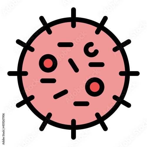 Virus cell icon. Outline virus cell vector icon color flat isolated