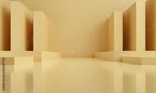 Abstract Modern Architecture Background,Empty yellow interior design,3d Modern Rendering.