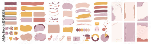 Set of stickers and banner templates for social media stories design