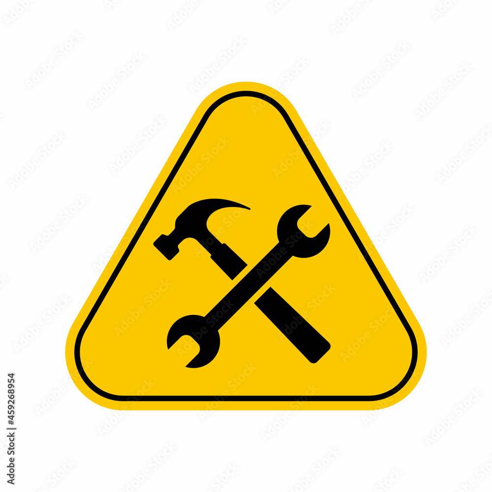 Under Construction warning Sign ,Yellow Triangle Caution Symbol, isolated on white background, vector icon Under Construction warning Sign ,Yellow Triangle Caution Symbol, isolated on white background, vector icon