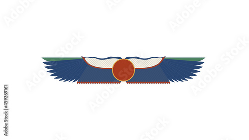 Egypt sun disk with wings. Egypt ornamental wings and snake composition, ornamental element of Ancient Egypt.