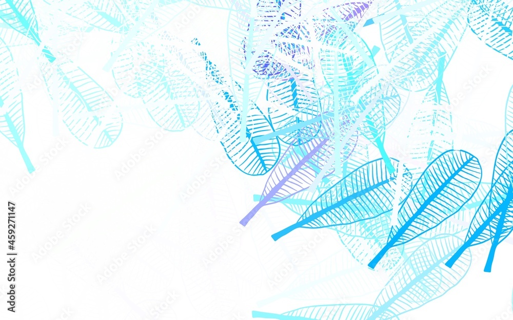 Light Blue, Green vector doodle pattern with leaves.