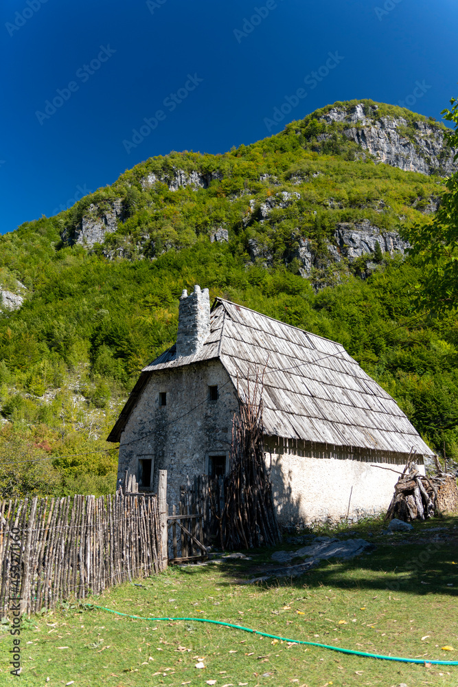 Theth Albania, landscape village house in mountain